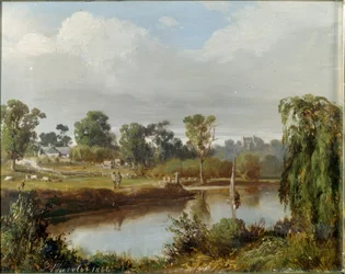 Rivier met zeilboot (Australisch platteland, omgeving Melbourne)