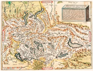Helvetiae Descriptio Aegidio Tschudo Auct. Geografische kaart van de Zwitserse en Franse Alpen inclusief meren uit 