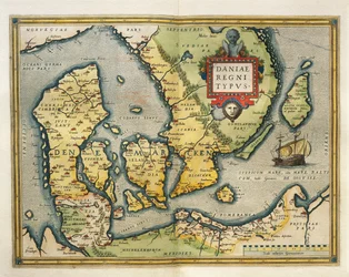 Kaart van Denemarken, uit Theatrum Orbis Terrarum door Abraham Ortelius