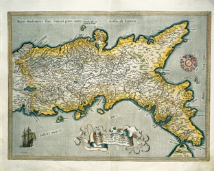 Kaart van het Koninkrijk Napels, Italië, uit Theatrum Orbis Terrarum door Abraham Ortelius