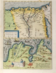 Kaart van de Nijldelta en de oude stad Carthago, uit Theatrum Orbis Terrarum door Abraham Ortelius