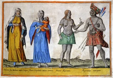 Inheemse volkeren van Noord-Afrika, ca. 1580 (gravure)