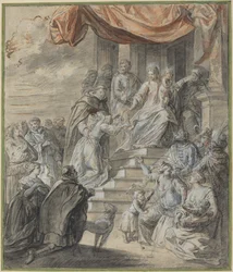 Madonna en Kind met Rozenkrans en Heilige