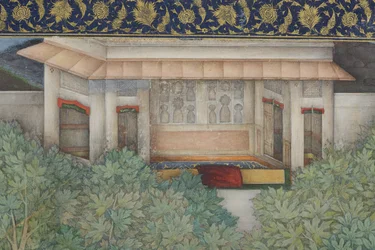 (detail) uit Keizer Jahangir met Heilige Mannen in een Tuin, c.1615