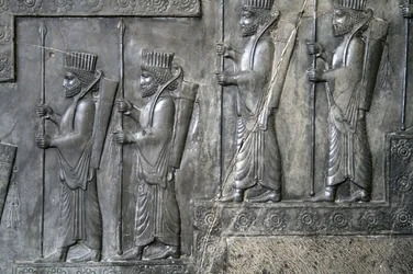 Muurgravure die de Koninklijke Garde afbeeldt, Tachara, Persepolis, ca. 6e-5e eeuw v.Chr.