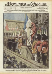 Bij het concert van de Geallieerde Muzieken op het Piazza del Duomo in Milaan