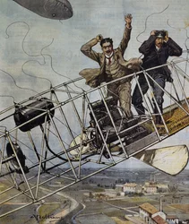 Rampspoed van De Bradski luchtschip nabij Parijs, Frankrijk, illustratie door Achille Beltrame voor La Domenica del Corriere, 26 oktober