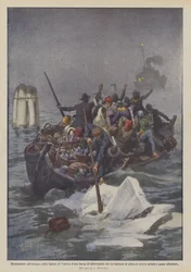 Dramatische redding in de lagune van Venetië van een boot met melkmeisjes die door een ijsplaat werd geraakt