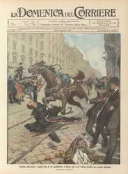 Ongelukkig heldendom, tragisch einde van een carabinier in Rome, die probeerde een op hol geslagen paard te stoppen
