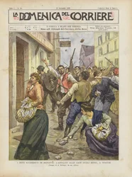 De antisemitische rellen in Moravië, de aanval op de huizen van de Joden in Wsetin