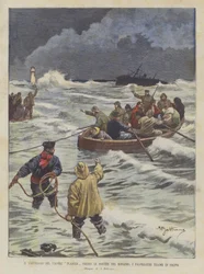 De schipbreuk van de stoomboot Planier bij de monding van de Rhône, de passagiers gered