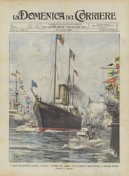 De reis van de vorsten naar Londen, het jacht Victoria and Albert dat hen vervoert passeert de Engelse vloot
