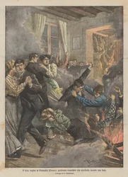 Het tragische bal van Fucecchio (Florence), brandende vloer die instort tijdens een feest