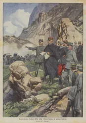 De Franse opperbevelhebber Joffre bezoekt het Italiaanse front met generaal Cadorna