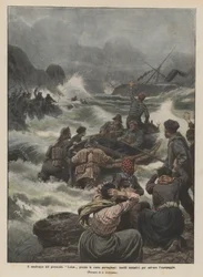 Het schipbreuk van het stoomschip Luisa bij de Portugese kust, vergeefse pogingen om de bemanning te redden