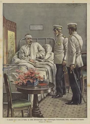 De winnaar en de verliezer tegenover elkaar, het bezoek van admiraal Togo aan admiraal Rodiestvenski