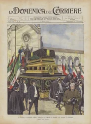 De apotheose van Giuseppe Verdi, voor de Famedio van Milaan, op 27 februari