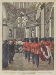 De aankomst van het lichaam van koningin Victoria van Engeland in het mausoleum van Frogmore, waar ze werd begraven