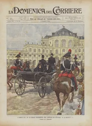 De aankomst van HM koningin Margherita in het kasteel van Stupinigi op 25 juni