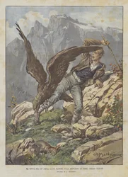 Het gevecht tussen een adelaar en een herder op de berg Zerie bij Triëst