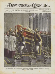 De dood van Leo XIII, de openbare tentoonstelling van het lichaam in de Sacramentskapel in de Sint-Pieter