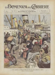 Het droevige vertrek uit Genua van boeren uit Noord-Italië die naar Amerika emigreren