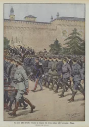 De nieuwe milities van Italië, vrijwilligers in burgerkleding bij de militaire parade van 2 november in Milaan
