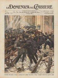 De inventaris van de kerken in Frankrijk, overstroming met pompen van een kerk in Parijs en gevecht