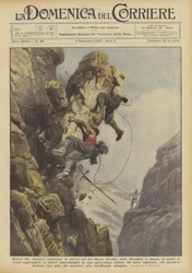 Terwijl twee alpinisten de oostelijke wand van de Monte Civetta in de Dolomieten beklommen, viel de rots