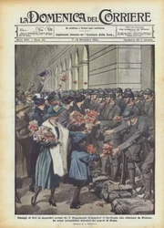 Bloemenhulde aan de magnifieke soldaten van het 1e Regiment Grenadiers van Sardinië