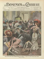 Dames van de hoogste Amerikaanse samenleving betrapt door de politie terwijl ze in een damesclub bij Newport spelen