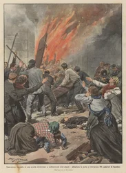 Vreselijke brand in een lagere school in Collingwood (Cleveland), de deuren werden neergehaald