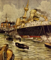 Het Andrea Doria slagschip gestrand bij Gallipoli, uit La Domenica del Corriere