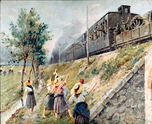 De passage van de Italiaanse militaire trein
