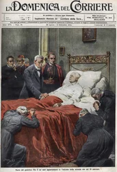 De dood van paus Pius X in 1914. Omslag van de Domenica del Corriere van 30 augustus