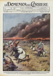 Een zeer hevige brand is uitgebroken, door een vlam uit een motor