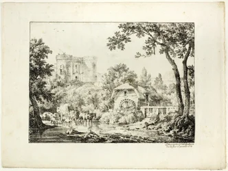 Landschap met een Molen en Kasteel