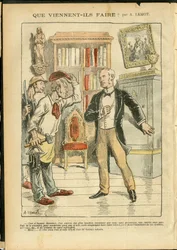 Illustratie van Achille Lemot (1846-1909) in Le Pelerin, 04/02/06 - Wat komen ze doen? - Religie Geloof, Katholicisme - Scheiding van Kerk en Staat, Inventarissen/Reacties op Inventarissen