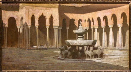 Het hof van leeuwen in het Alhambra (olieverf op doek)