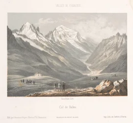 Zicht op het dorp Les Planards op de weg naar Montenvers Herinnering aan Chamonix-Mont-Blanc Museum du Mont-Blanc