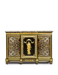 Louis XVI zijcabinet, in opdracht van de Marchand-Mercier Claude-Francois Julliot, met Louis XIV marqueterie panelen, c.1775-1800