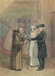 Yorik, de monnik en Madame L- in de binnenplaats van de herberg in Calais, ca. 1760s, 1942