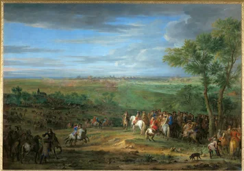 Aankomst van Louis XIV in het kamp voor Maastricht, juni 1673 ...