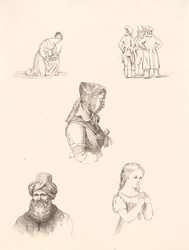 Proefblad met figuurstudies
