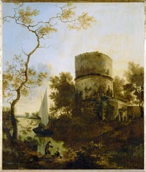 Landschap bij Tivoli, Italië (schilderij op eikenhout)