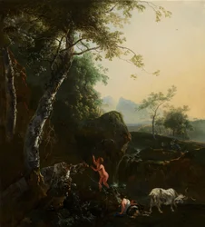 Berglandschap met waterval