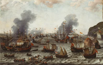 De slag bij Gibraltar, tussen de Nederlandse en Spaanse vloten, 25 april 1607, 1639