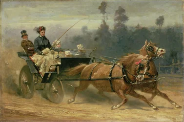 Madame Celestine Nichols rijdt in Richmond Park met haar kleinkinderen, 1879