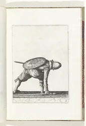 De exercitie met schild en spies: de soldaat bukt om de spies op te rapen (nr. 28)
