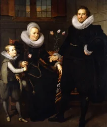 Een Groepsportret van een Familie, volledig, in een interieur